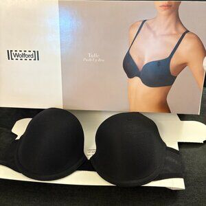 Austrian Luxury WOLFORD Tulle Push-Up Bra in Black MSRP $210